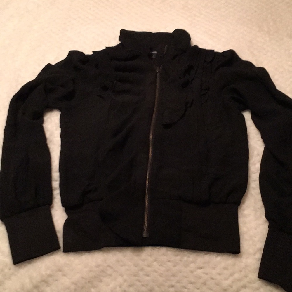 Express Design Studio Zip Up Ruffle Top Size 2